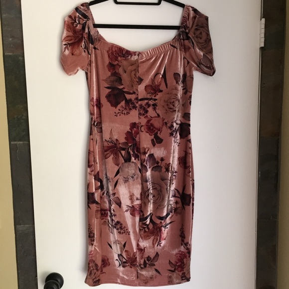 NWT Velour Blush Floral Off-Shoulder Dress - Picture 3 of 5